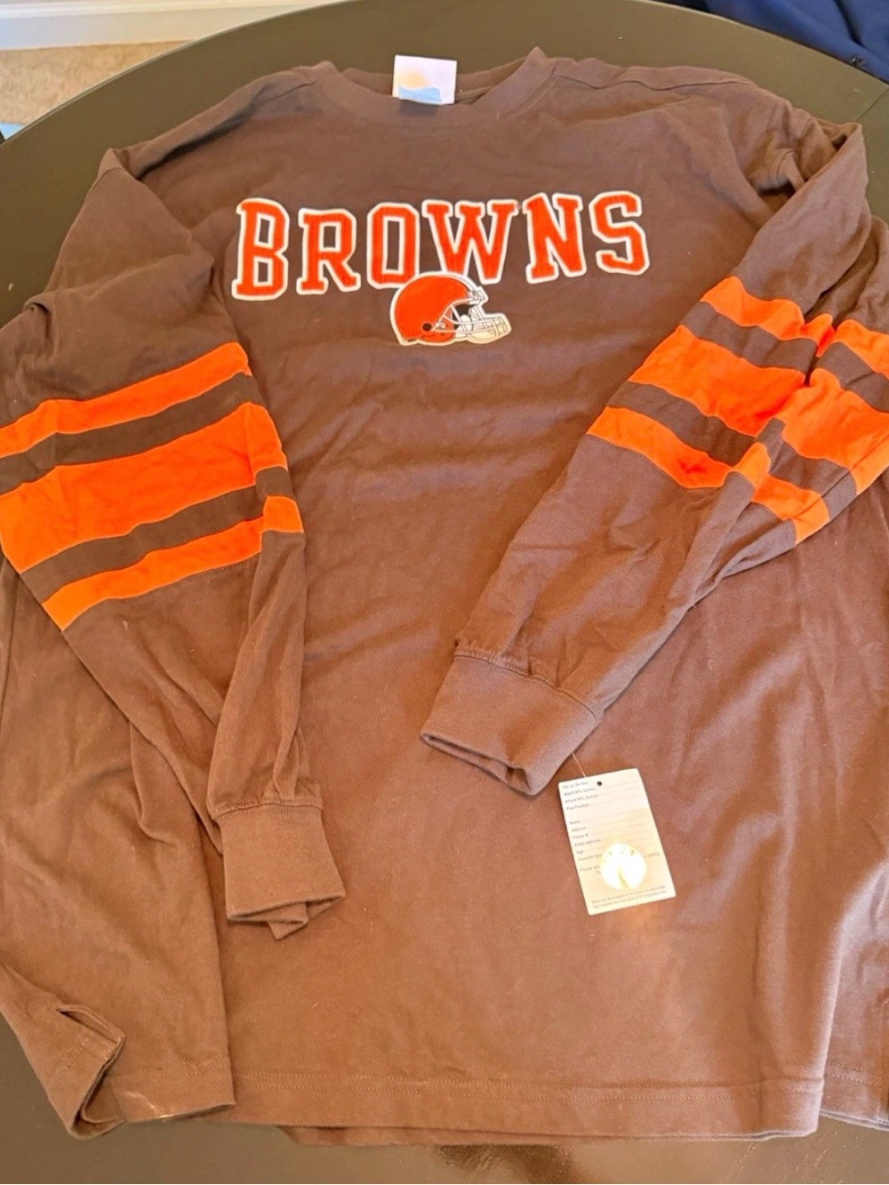 Browns Men’s Long-Sleeve Team Tee in Brown and Orange 2XL